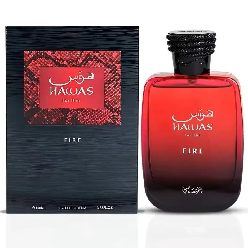 Perfume Rasasi Hawas Fire EDP 100ml for Men, Long-Lasting Fiery Scent, Masculine Fragrance Spray