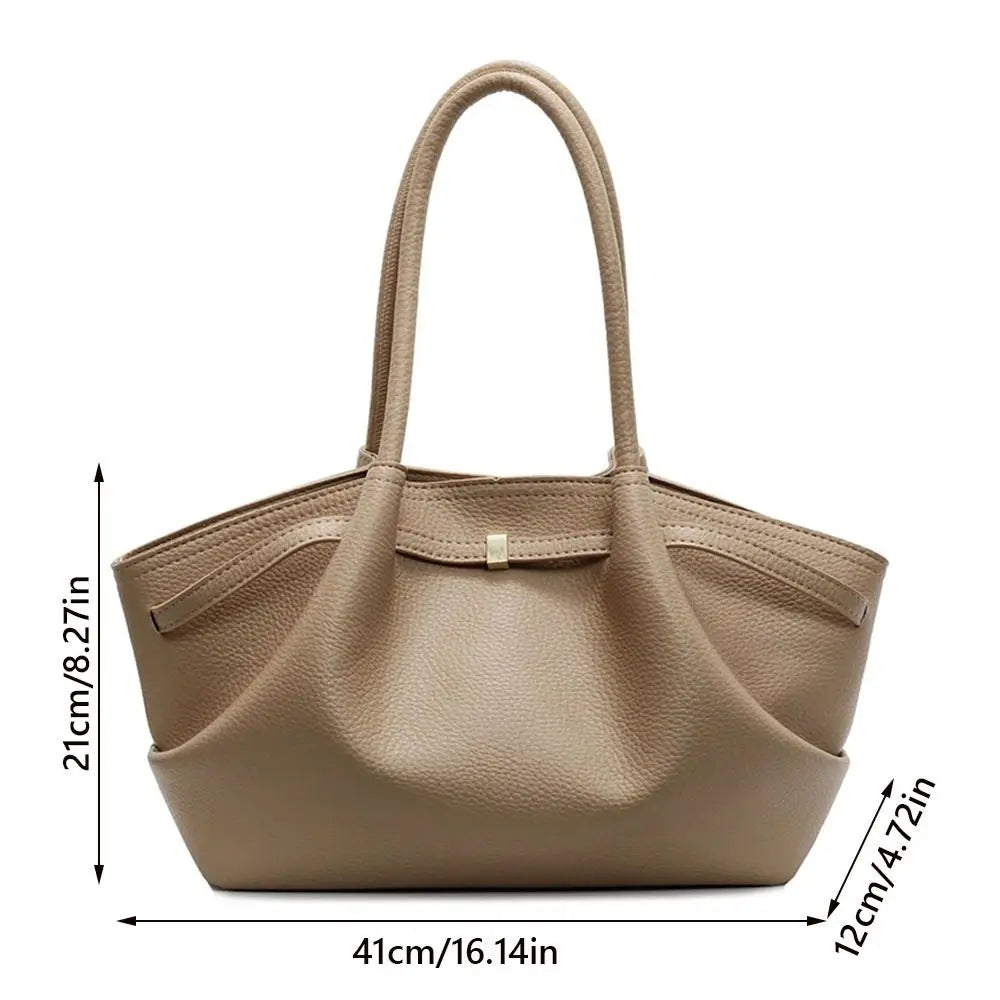 Luxury Lychee Pattern Underarm Shoulder Bags PU Leather Solid Color Women's Handbags Large Capacity Tote Bag Travel