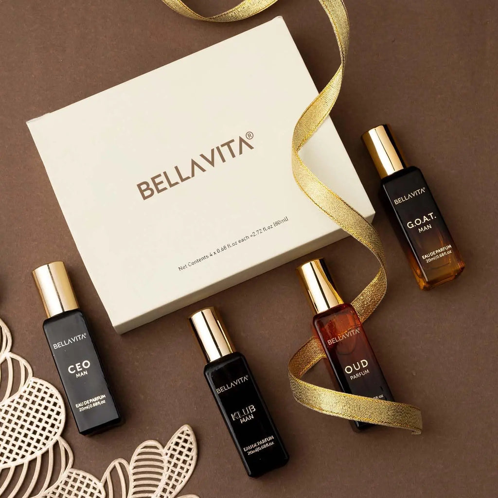 Bella Vita Portable 4x20ml Luxury Men's Perfume Set CEO KLUB OUD GOAT Long Lasting Woody Fragrance Travel Gift Kit