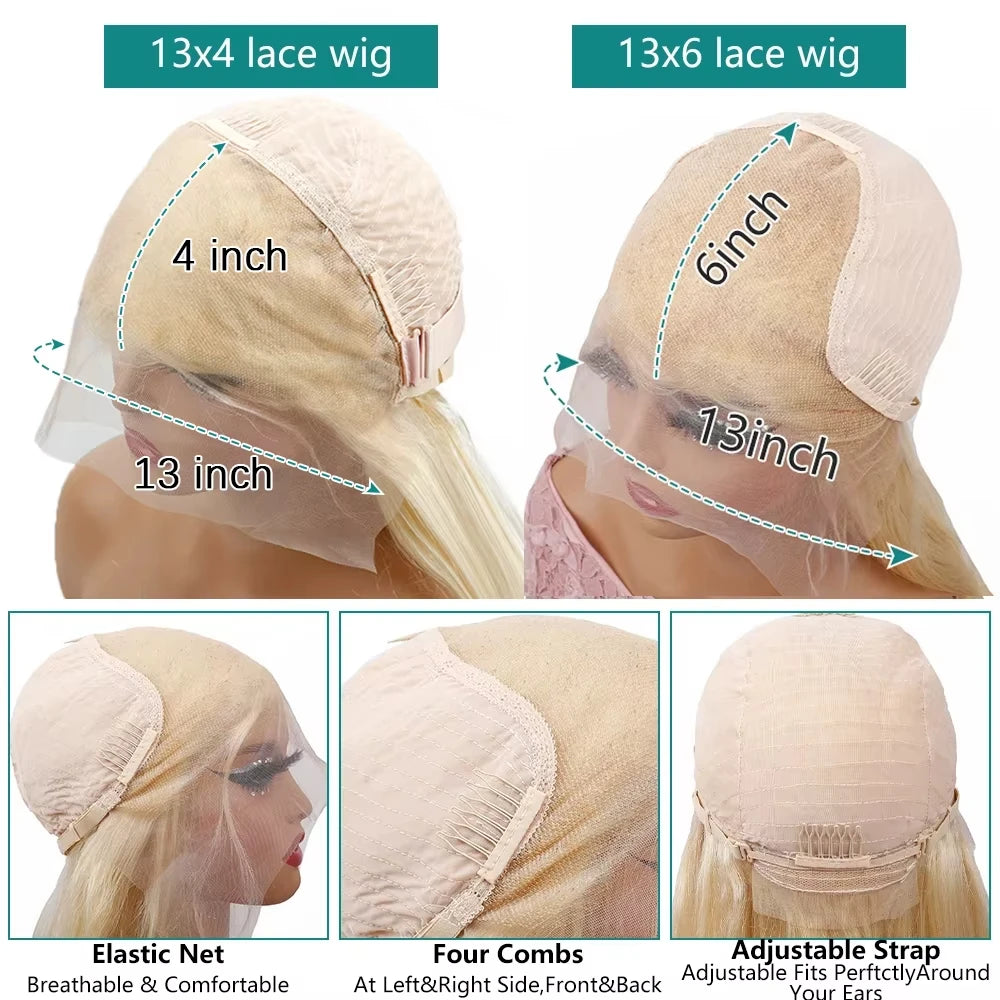 200 Density 40 Inch 613 Human Hair Wig 13x6 Hd Lace Frontal Blonde Human Hair Wig Pre Plucked BrazilianBody Wave Lace Front Wigs