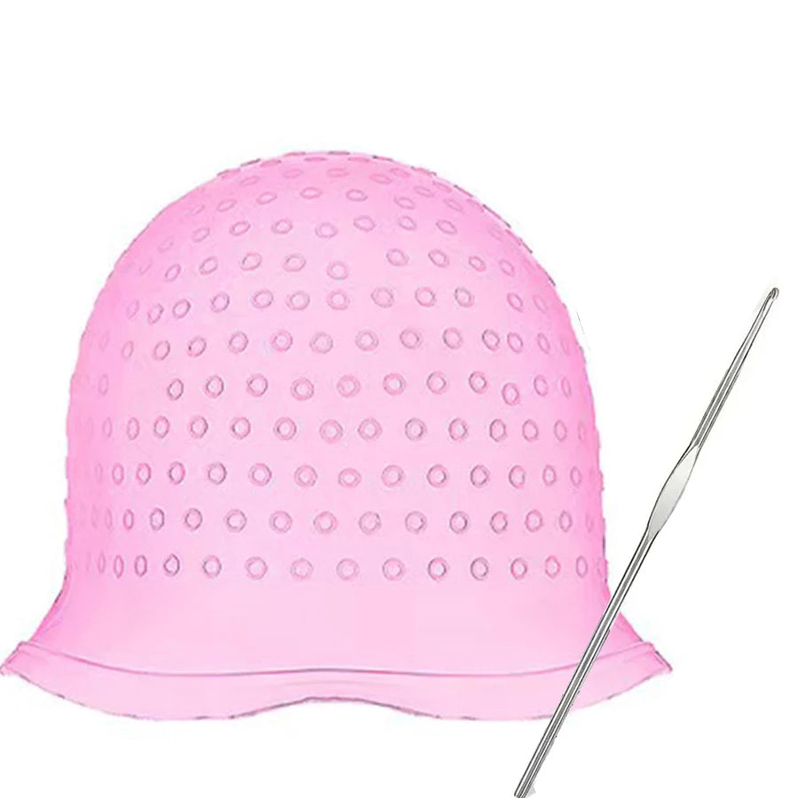 Silicone Hair Coloring Cap For Hairdressing With Needle Professional Salon Dyeing Tool Highlight Dyeing blue/pink/white