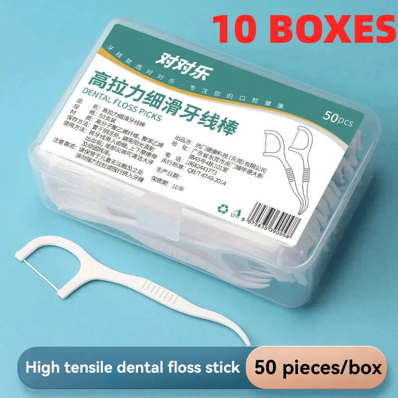 1/2/5/10 Box Portable Disposable Dental Floss Plastic Toothpick High-tension Dental Floss Stick Dental Floss Box ﻿Oral Care