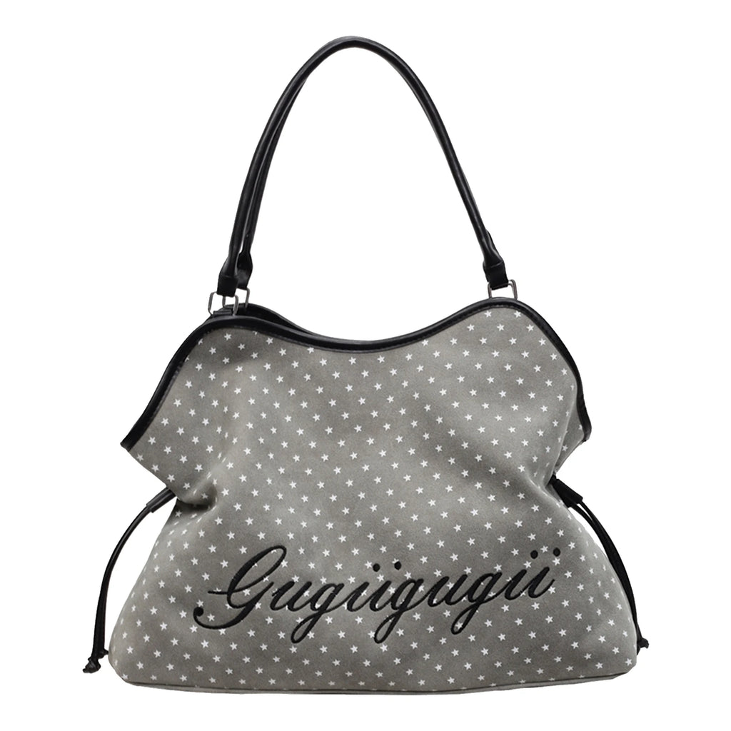 New Brand Women's Shoulder Bag Y2k Fashion Sweet Polka Dot Handbag Korean Casual Versatile Leopard Print Brown Frosted Tote Bags