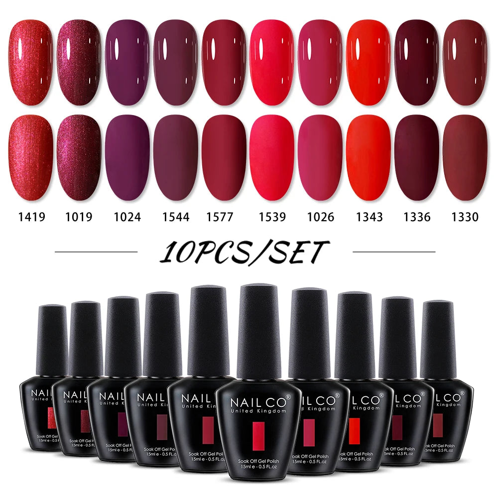 NAILCO 15ml Brown Nails Art Red Color Gel Nail Polish Semi-permanent UV Gel Polish Coffee Manicure Chocolate Hybrid Nail Varnish