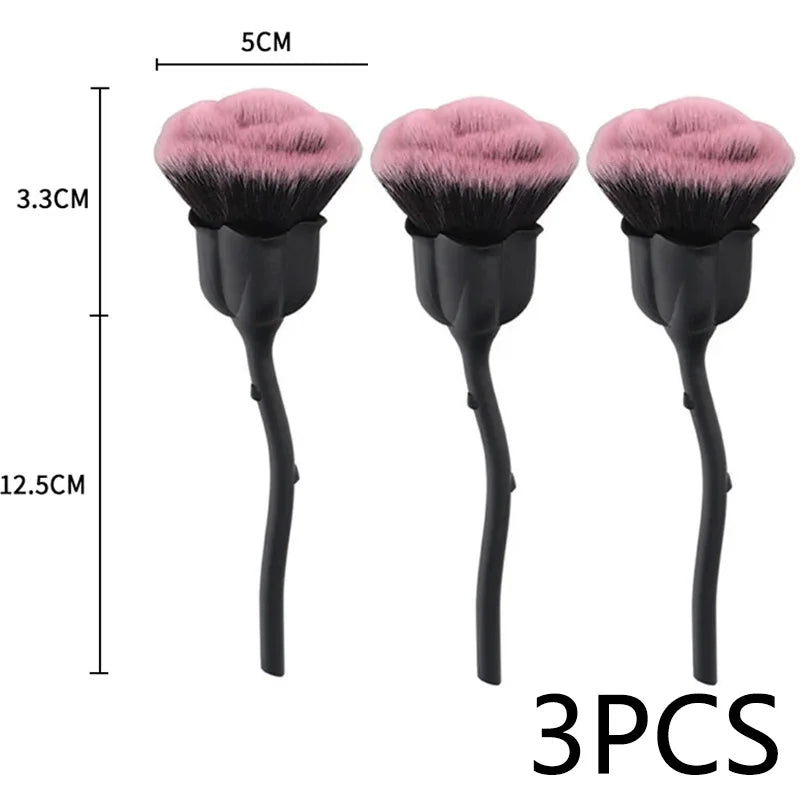 Flower Nail Brush for Manicure Gold Rose Shape Nail Art Brushes Round Small UV Gel Polish Powder Cleaning Tools Nail Accesories
