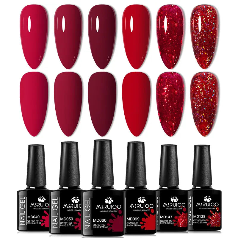 6pc Nail Gel Polish Set All-Season Ultra Pigmented Semi Permanent UV Painting Gel For Nails Salon DIY Manicure Varnish Design