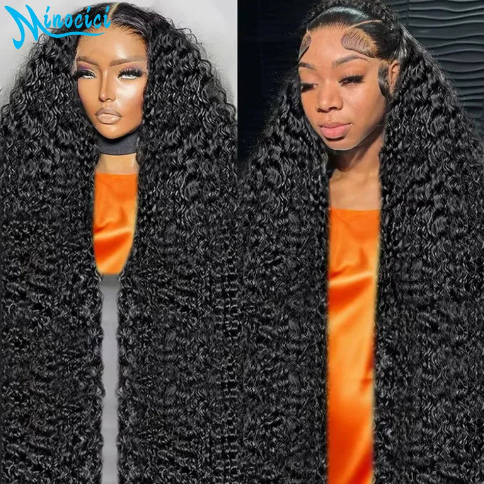 40 Inch Deep Wave 13X6 Hd Lace Frontal Wig 250 Density Preplucked Brazilian Hair Wigs Water Wave Curly Human Hair For Women