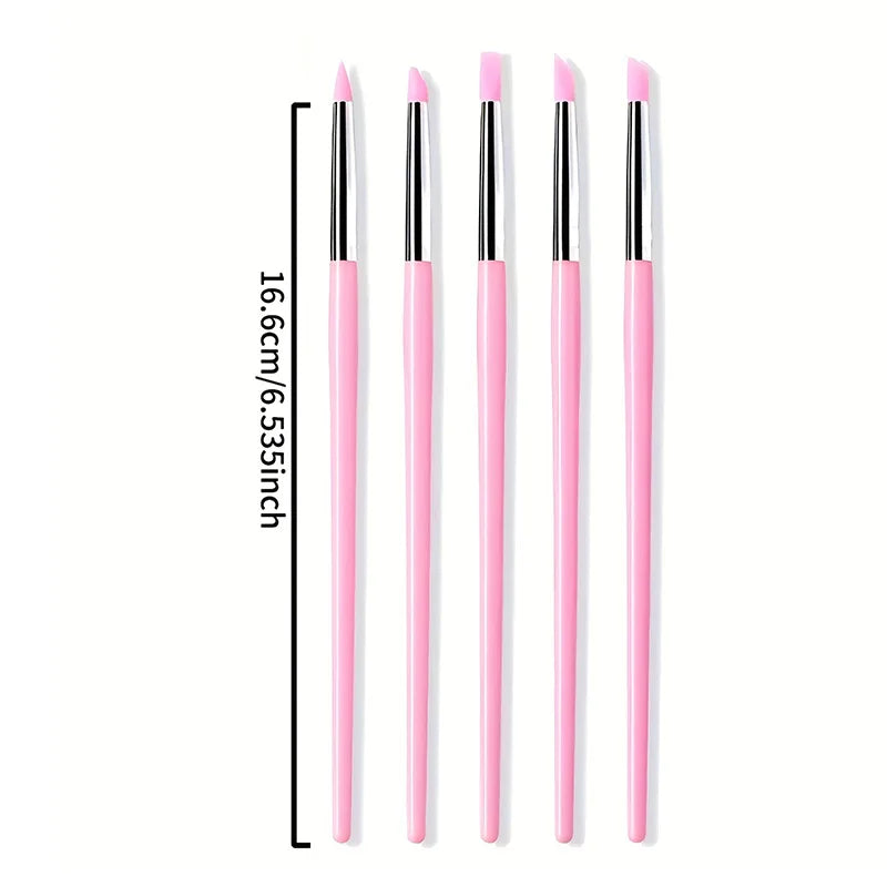 5Pcs/set Silicone Nail Brush UV Gel Polish Tip 3D Image DIY Dotting Polish Brushes Pen Professional DIY Manicure Tools