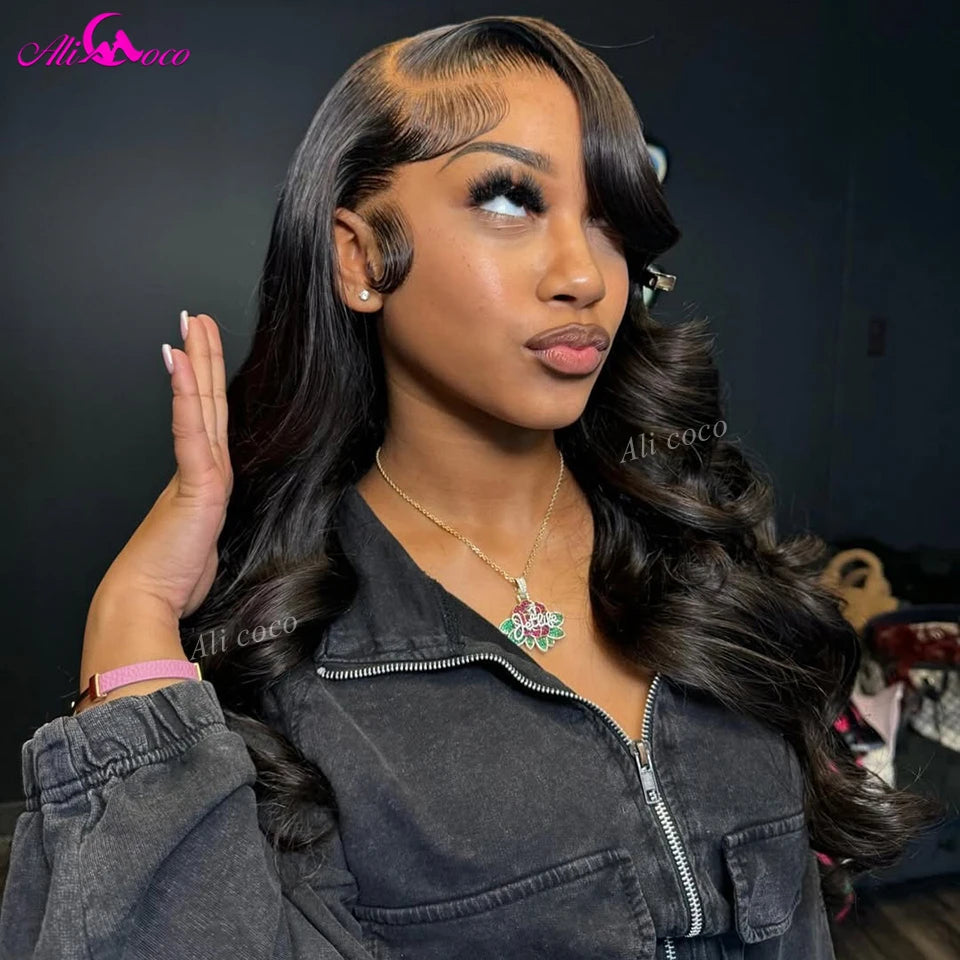 Dark Blue Body Wave Human Hair Wig Transparent 13x6 Lace Frontal Dark Blue Color Pre Plucked 13x4 Lace Frontal Wig for Women