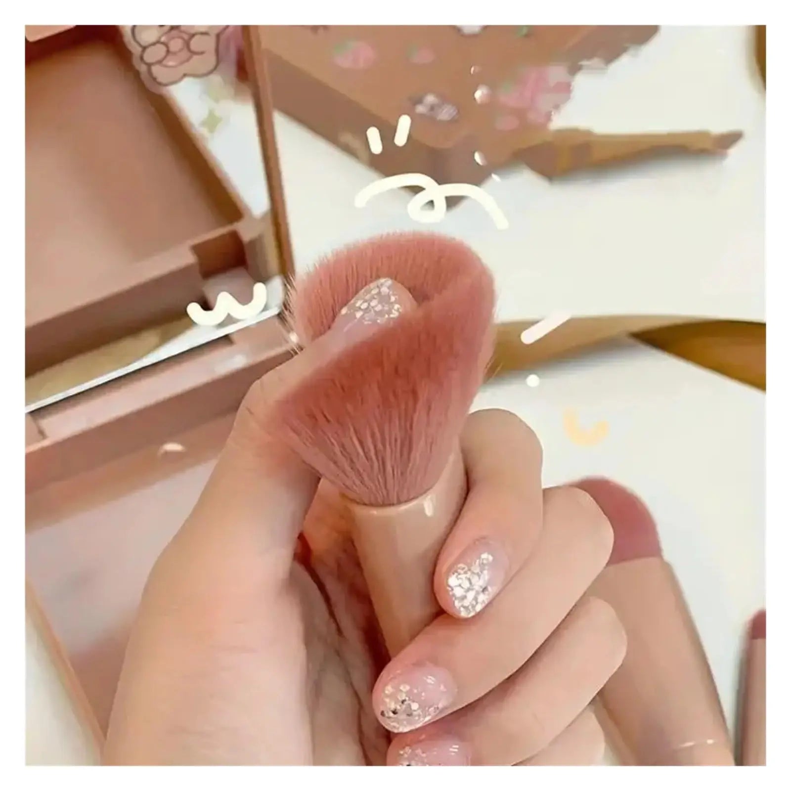 5pcs Mini Travel Size Makeup Brushes Set - Complete Function Cosmetic Brushes Kit with Storage Case And Mirror for On-the-Go App