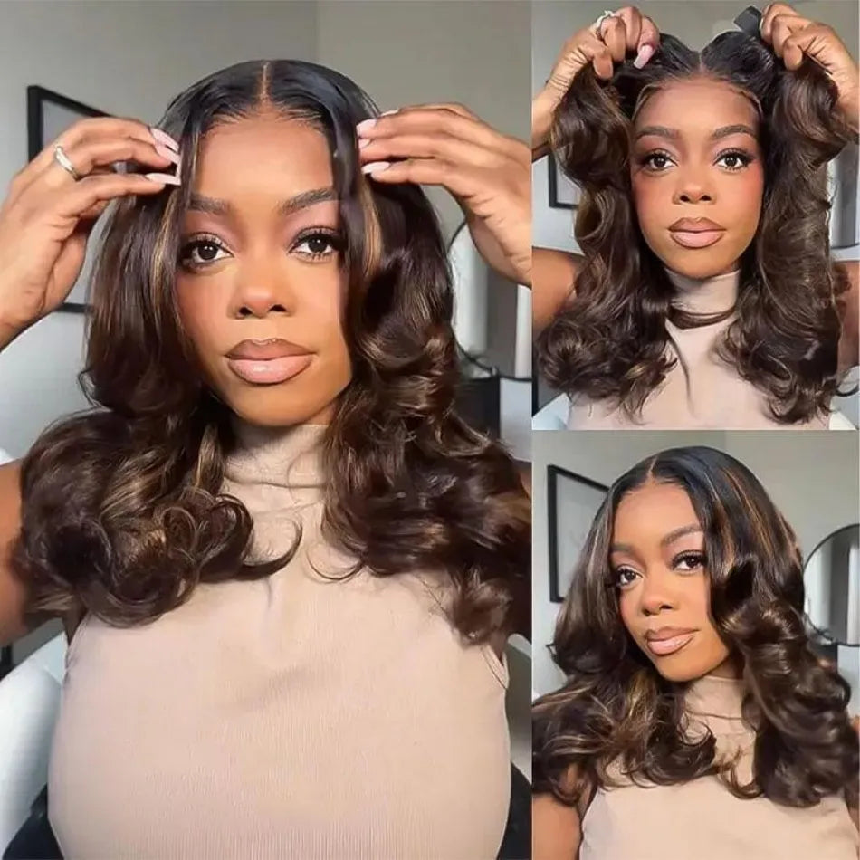 P1B30 Body Wave Human Hair Wigs 13X6 Hd Lace Frontal Wig Highlight Wig Human Hair 250 Density Preplucked Brazilian Wig For Women