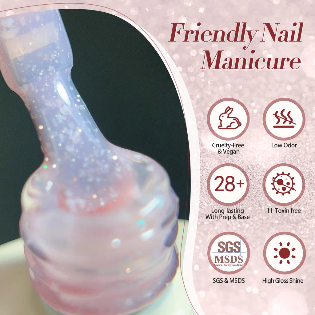 BORN PRETTY 10ml Snow Glitter Jelly Gel Polish Christmas Vernis Semi Permanent Nail Art Soak Off UV Gel Manicure Nail Supplies