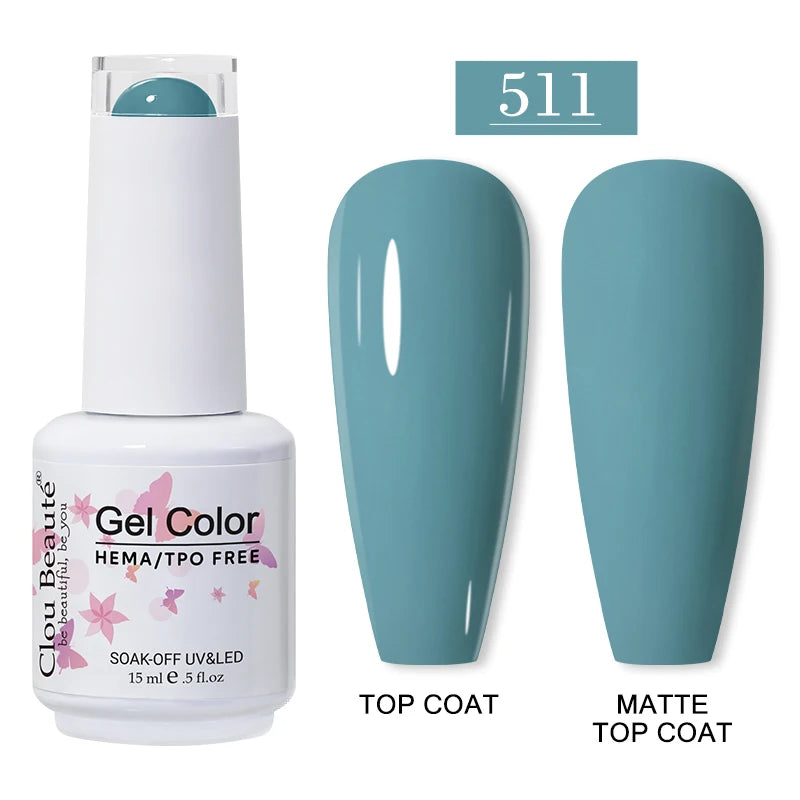 Clou Beaute 15ml Red Color Gel Polish Vernis Semi Permanent UV Varnish Gel Nail Polish Hema TPO Free Nails Art Manicure TOP BASE