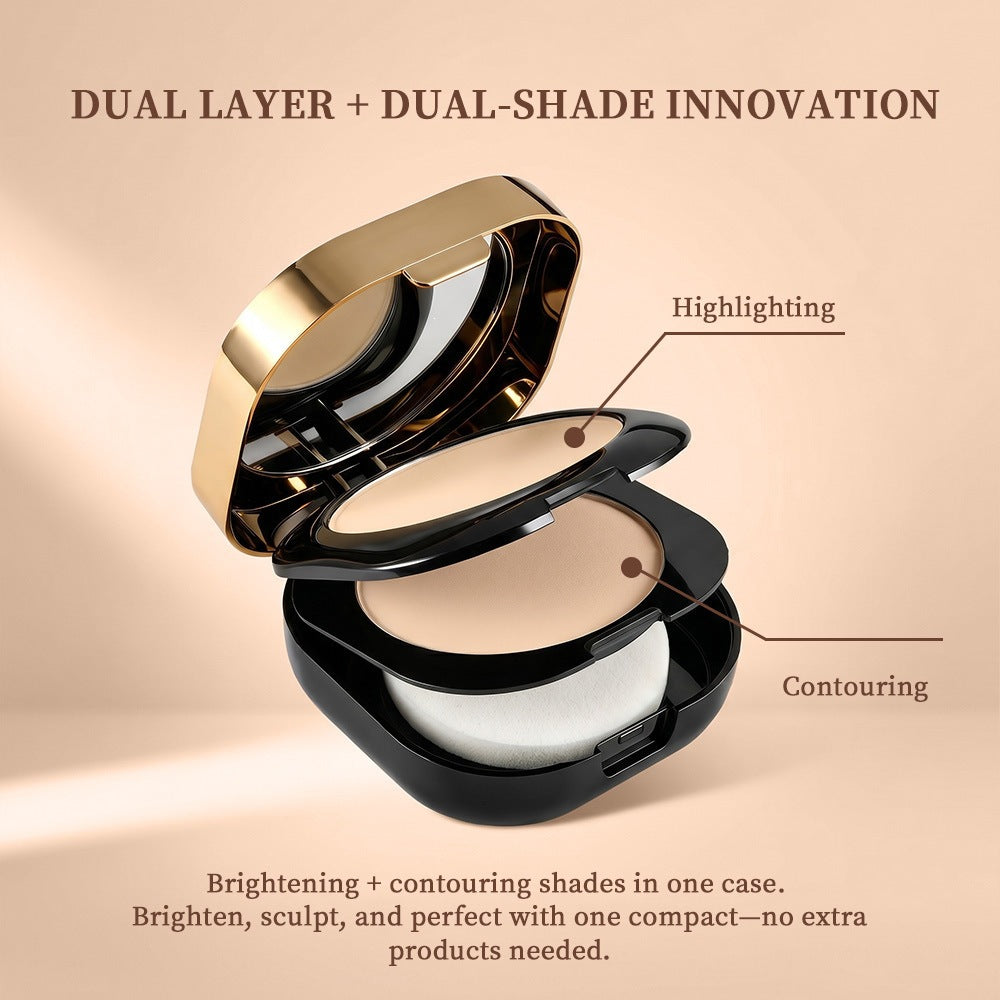 Dual-use Bicolored Pressed Powder Long-lasting