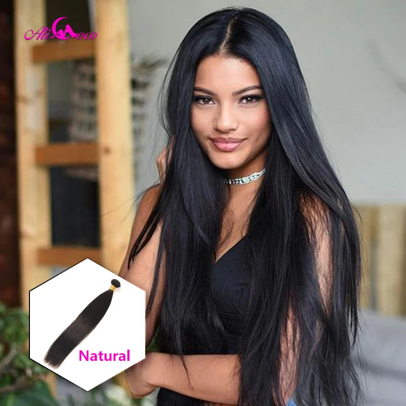 Ali Coco Peruvian Straight Hair 8-30 inch 1/3/4 Bundles Hair Natural #2/#4/ #613/ Human Hair Bundles Non Remy Hair Extensions