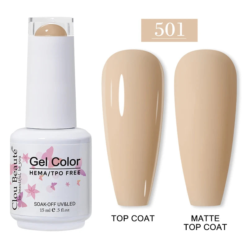 Clou Beaute 15ml Red Color Gel Polish Vernis Semi Permanent UV Varnish Gel Nail Polish Hema TPO Free Nails Art Manicure TOP BASE