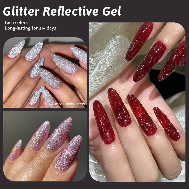 UR SUGAR 15ml Sliver Reflective Nail Gel Polish Shining Glitter Semi Permanent Soak Off UV Gel Sparkle Effect Nail Art Manicure