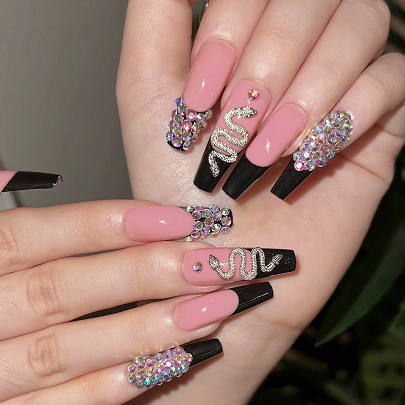 24 PCS Diamond Snake Nail Art