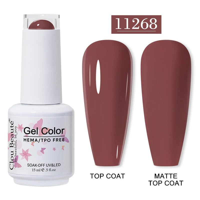 Clou Beaute 15ml Red Color Gel Polish Vernis Semi Permanent UV Varnish Gel Nail Polish Hema TPO Free Nails Art Manicure TOP BASE