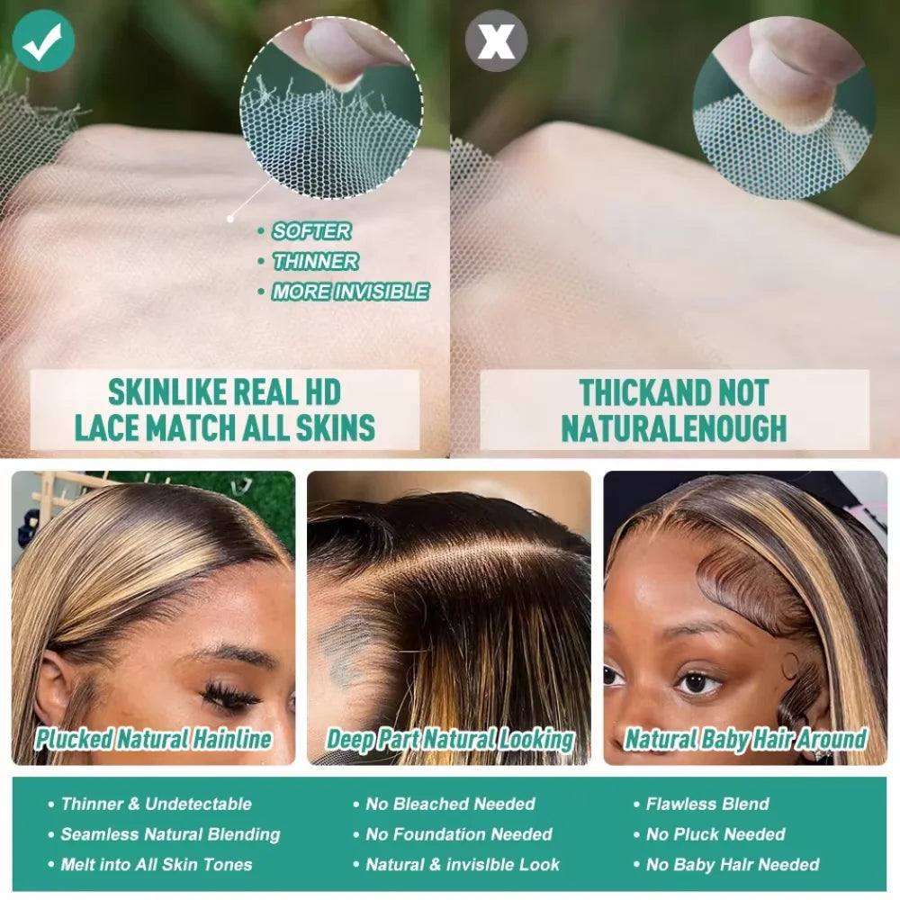 Highlight Straight P4/27 Colored Lace Front Wigs Human Hair 13x6 Brazilian Lace Front Human Hair Wigs Pre Plucked For Women 220%