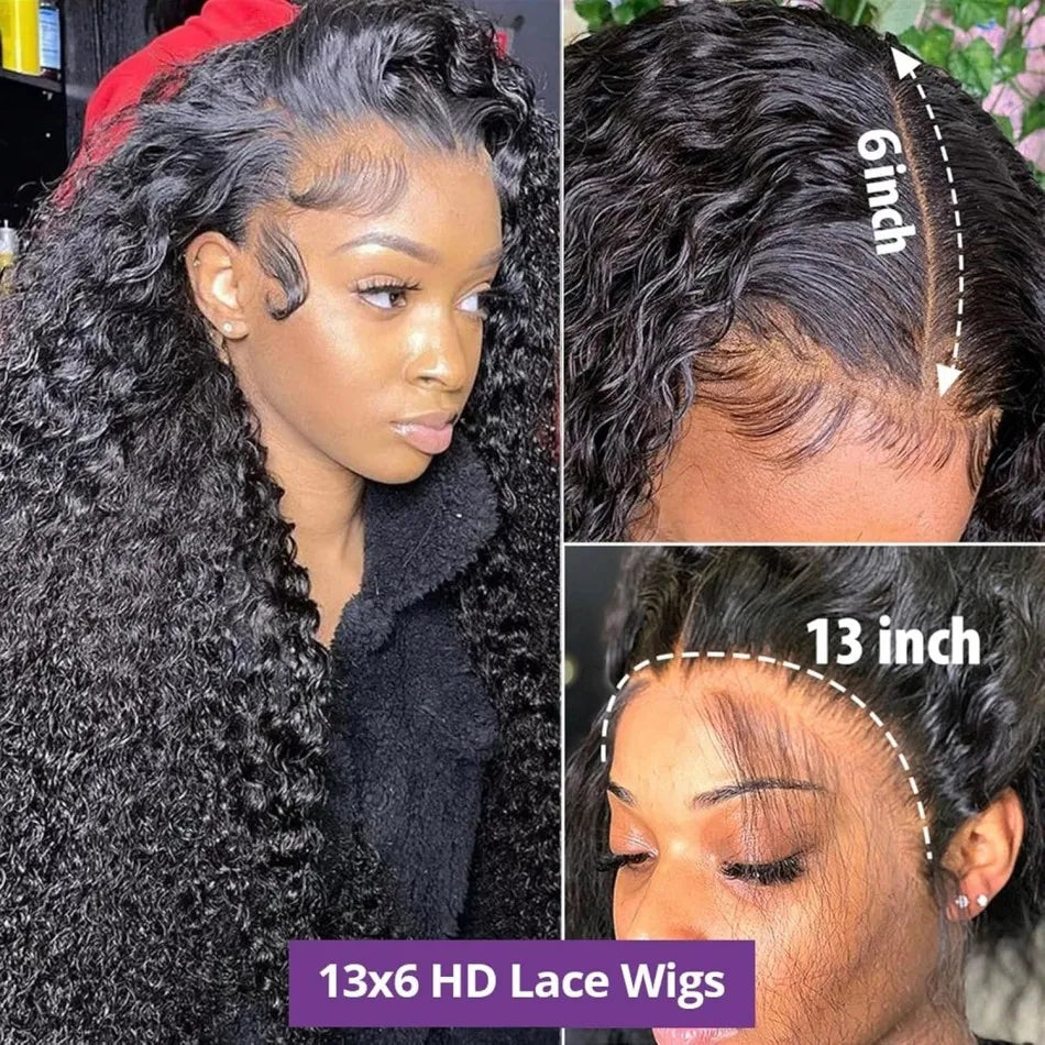 40 Inch Deep Wave 13X6 Hd Lace Frontal Wig 250 Density Preplucked Brazilian Hair Wigs Water Wave Curly Human Hair For Women