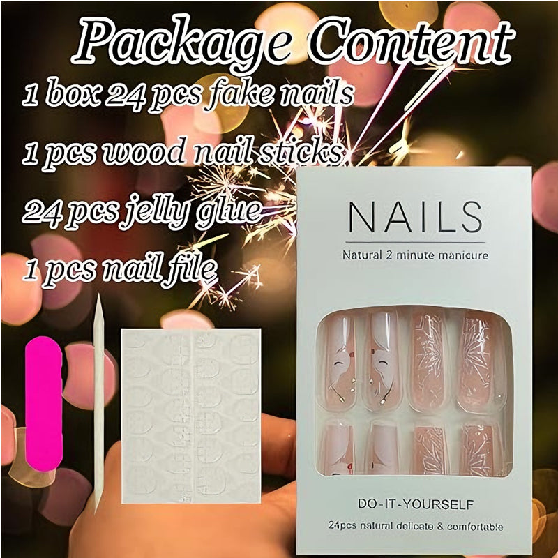 24 PCS Diamond Deer Snowflake Nail Art