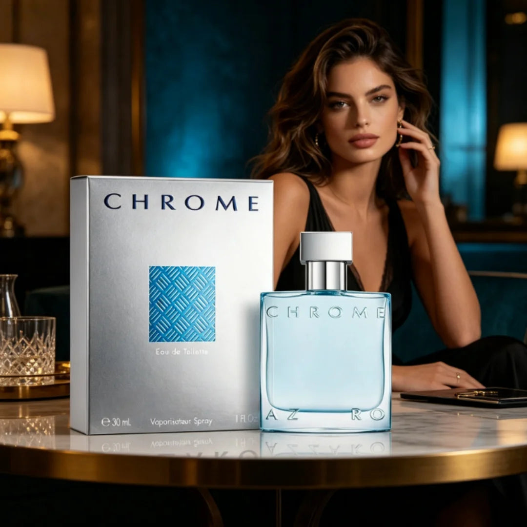 Azz Chrome Eau de Toilette 30ml/100ml | Fresh Aquatic Mens Cologne, Premium Citrus Woody Musky Fragrance,  Ideal for Gifting