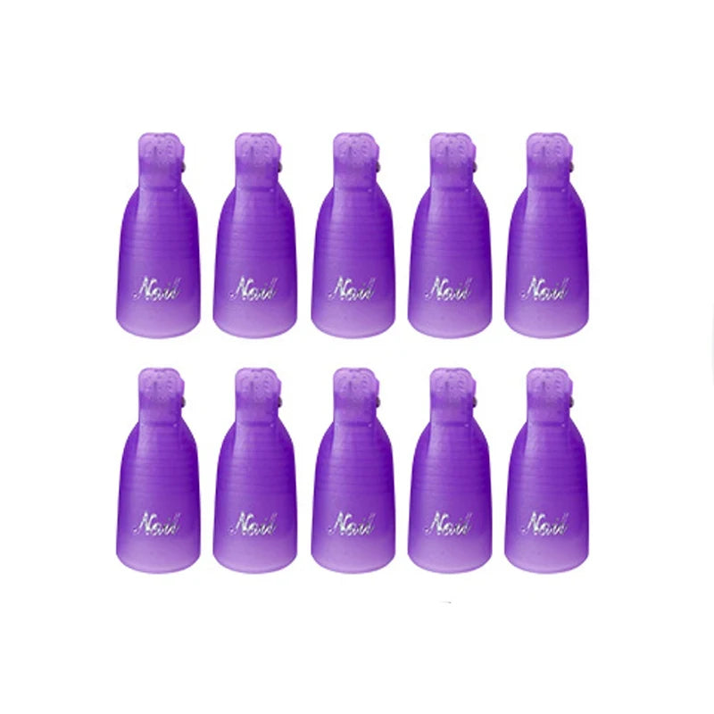 10 Pcs/Bag Colorfulful Acrylic Manicure Art Dipped Cap Clip Nail Cleaning Manicure Uv Gel Nail Polish Dipped Wrapping Tool Finger
