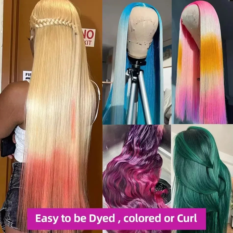 HD Transparent Blonde Straight 13x6 Lace Front Human Hair Wigs 613 Honey Colored Lace Frontal Wig 36 40 Inch Remy Hair For Women
