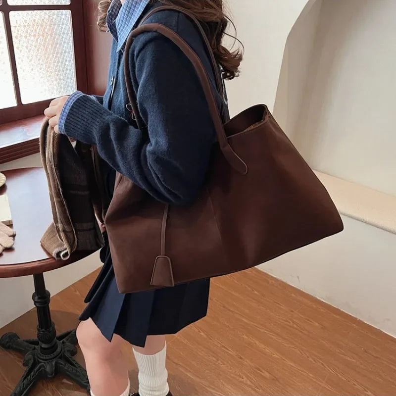 Faux Suede Solid Color High Quality Fashionable Versatile Handbag 2026 Women's Product Hot Selling Large Capacity Shoulder Bag