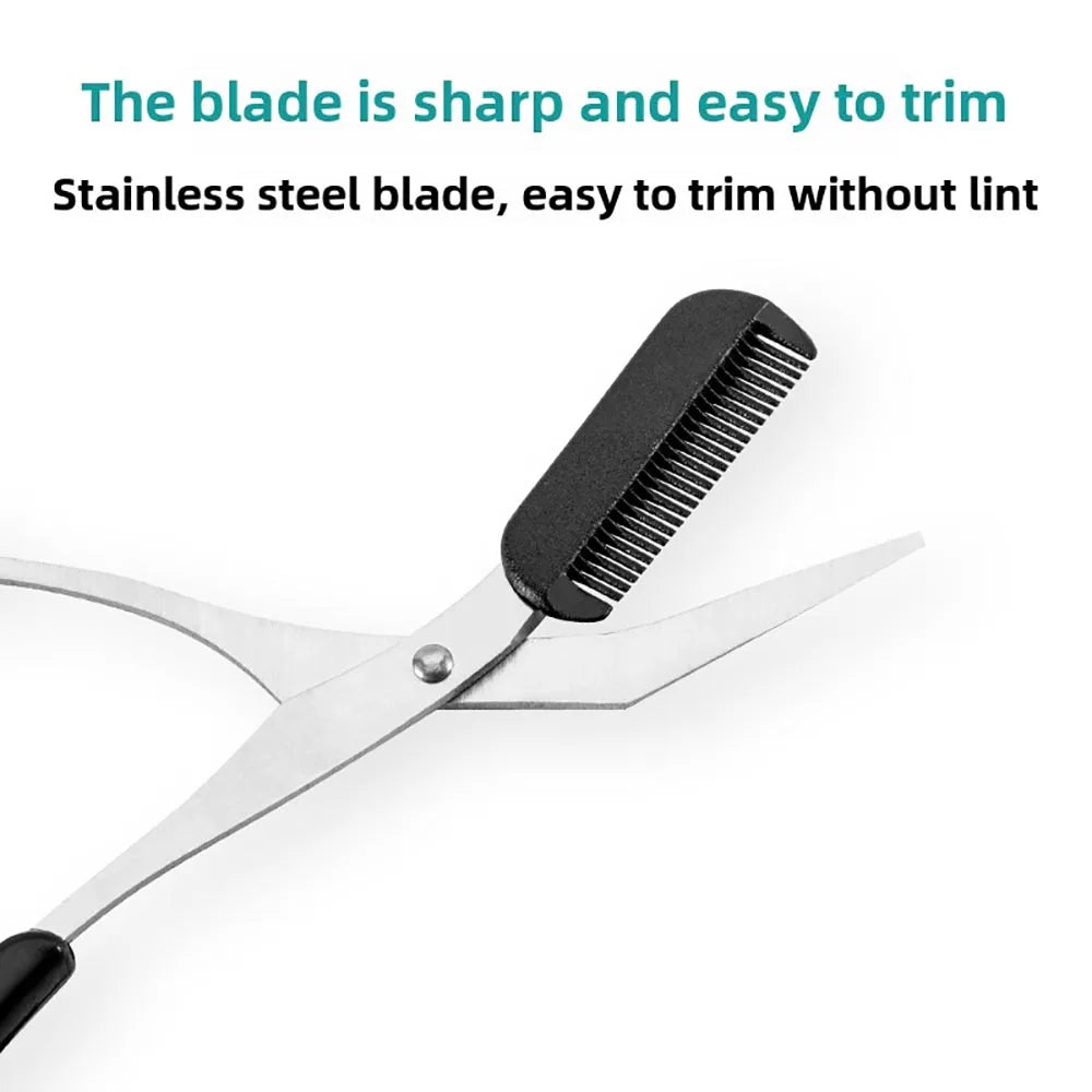 Stainless Steel Eyebrow Trimming cissors with built-in Comb Pink/White/Black SPrecise Grooming Tool Creating Perfect Eyebrows