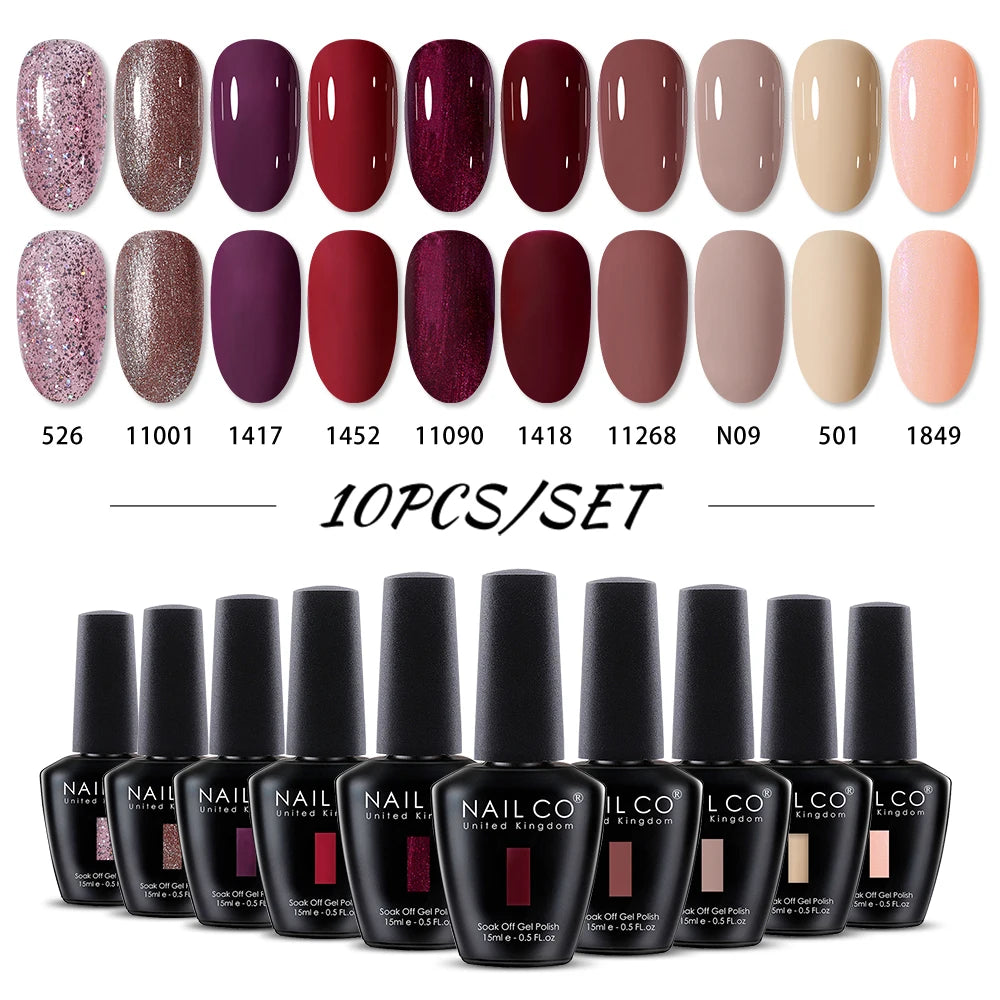 NAILCO 15ml Brown Nails Art Red Color Gel Nail Polish Semi-permanent UV Gel Polish Coffee Manicure Chocolate Hybrid Nail Varnish