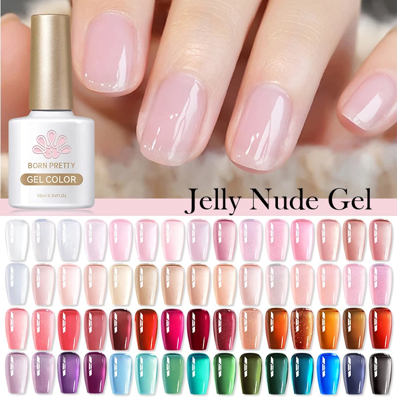 BORN PRETTY 83 Colors 10ml Jelly Nude Gel Nail Polish Autumn Amber Semi Transparent Manicure Soak off UV LED Nails Gel Varnish
