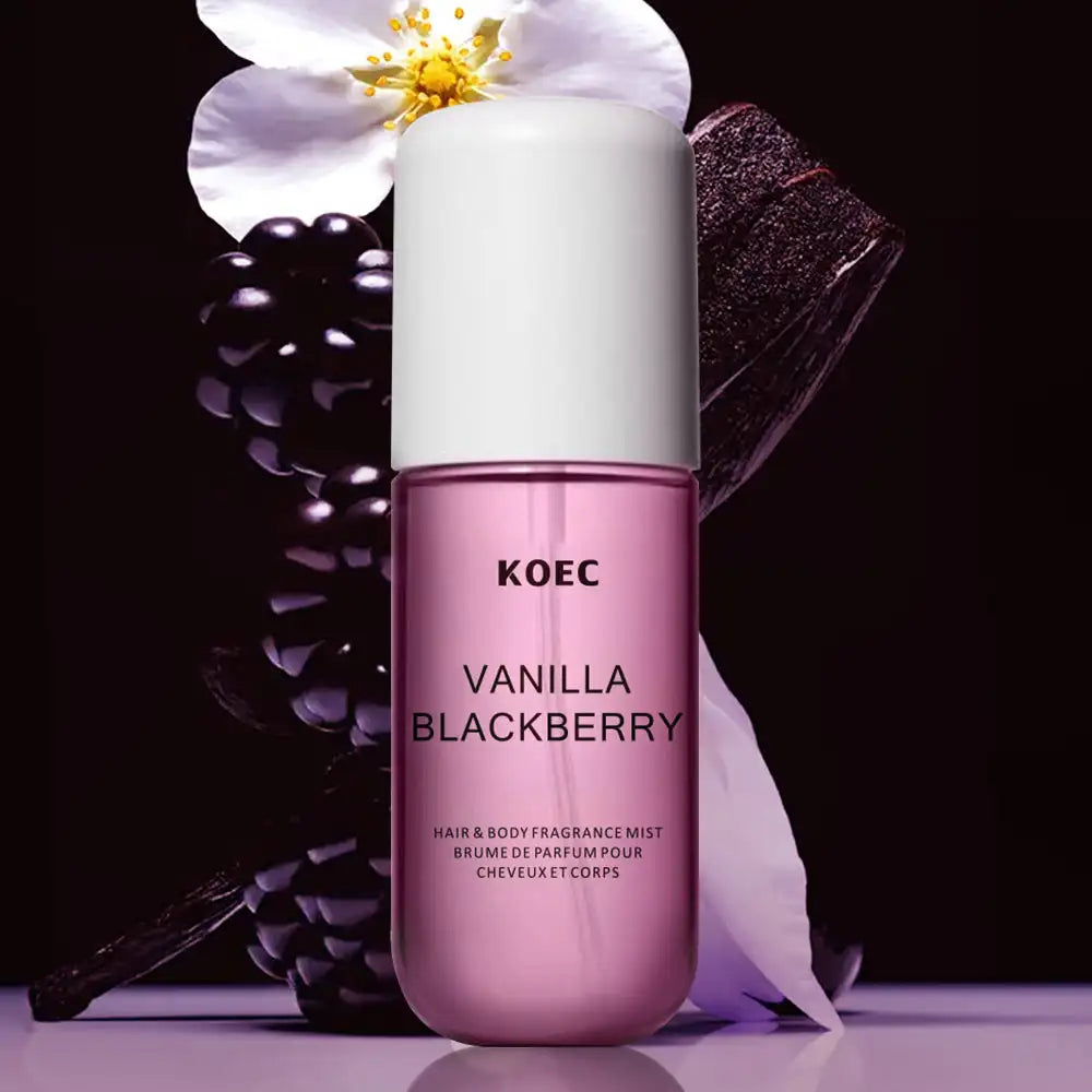 50ml KOEC Vanilla Blackberry Fragrance Mist Perfume Moisturizing Refreshing Triple Notes Raspberry Extract Propylene Glycol