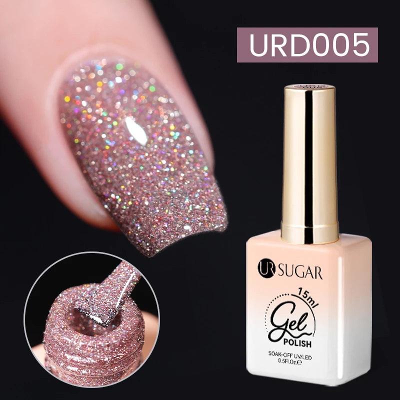 UR SUGAR 15ml Sliver Reflective Nail Gel Polish Shining Glitter Semi Permanent Soak Off UV Gel Sparkle Effect Nail Art Manicure