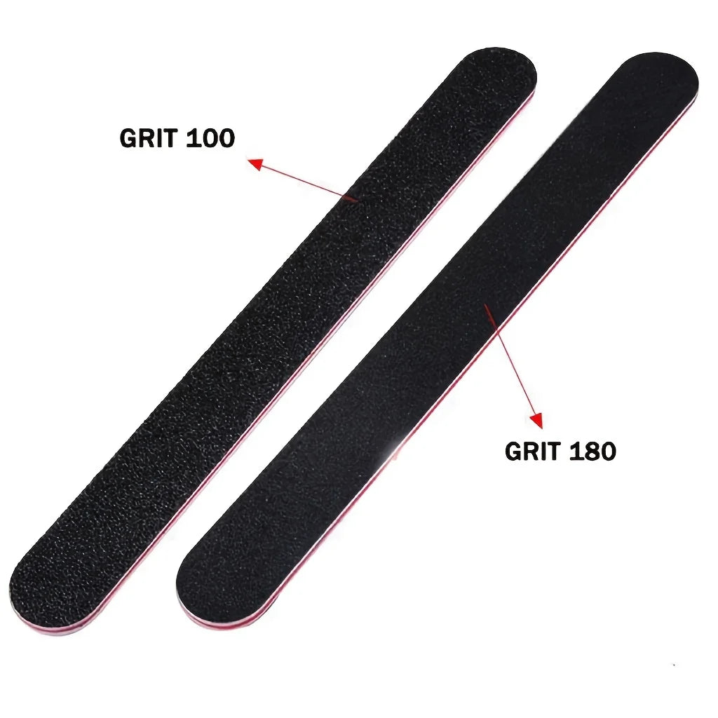 5Pcs Double Sided Emery Board Nail File, 100/180 Grit Nail Buffering Files, Black Manicure Pedicure Tool