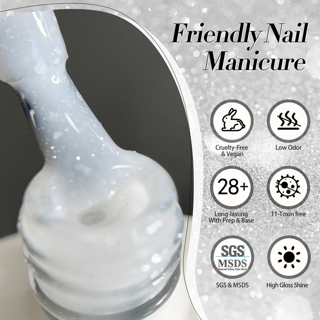 BORN PRETTY 10ml Snow Glitter Jelly Gel Polish Christmas Vernis Semi Permanent Nail Art Soak Off UV Gel Manicure Nail Supplies