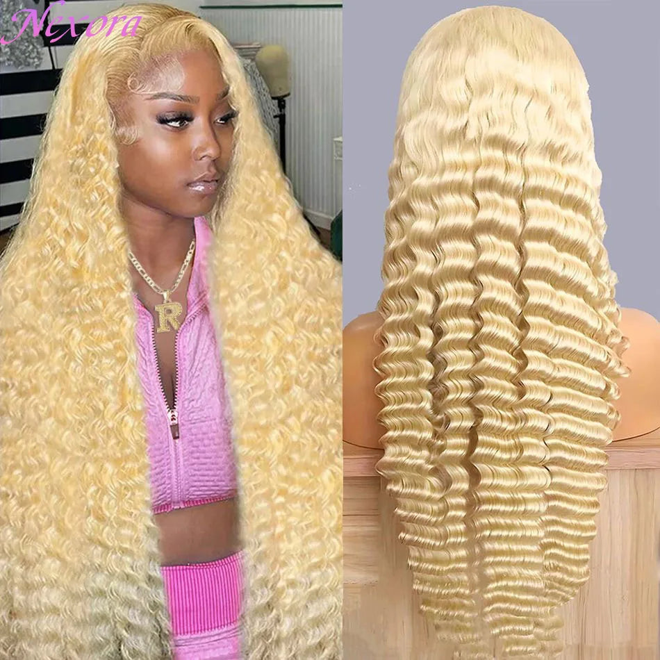 Nexora Deep Wave 13x6 Hd Lace Front Human Hair Wig Water Wave Curly Wigs Blonde Wig 613 With Baby Hair For Woman