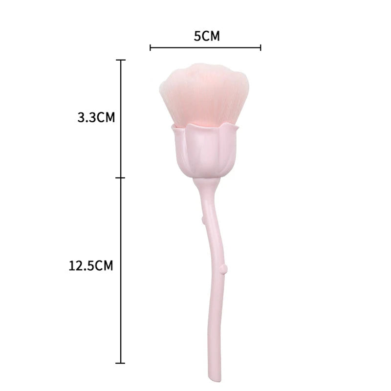 Flower Nail Brush for Manicure Gold Rose Shape Nail Art Brushes Round Small UV Gel Polish Powder Cleaning Tools Nail Accesories