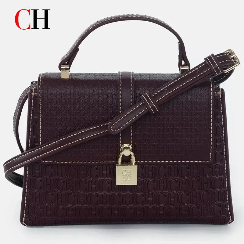 CHCH Luxury Brand Women's Tote Bag Delicate Compact Monogram Print Lock Design Versatile Simple Solid Color Women's Shoulder Bag