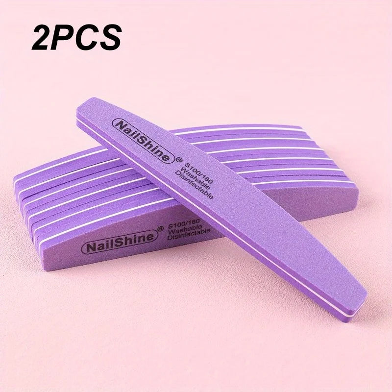 2/5/10PCS Professional Double-sided Nail File Block Colorful Sponge Nail Polish Buffing Sanding Buffer Strip Polishing Pedicure