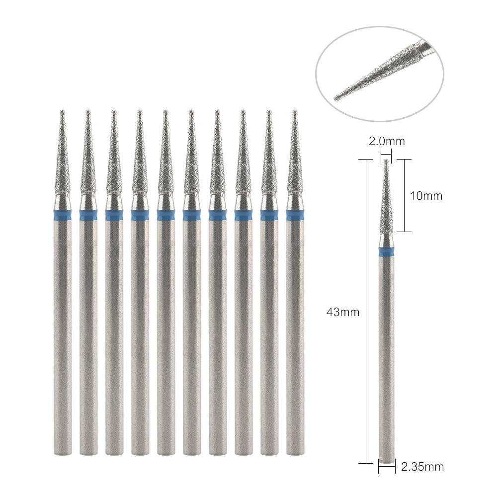 10Pcs Diamond Milling Cutter For Manicure Electric Nail Drill Bits Accessory Pedicure Machine Nail File Gel Remover Tool
