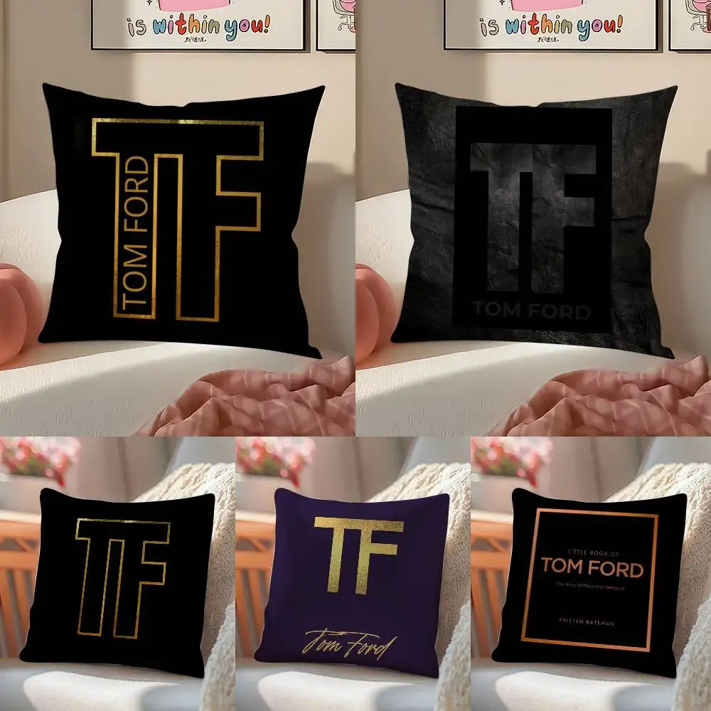 Luxury T-Tom F-Ford Pillow Case Anti-dustmite Pillowcase Invisible zipper silky short plush Sofa cushion cover