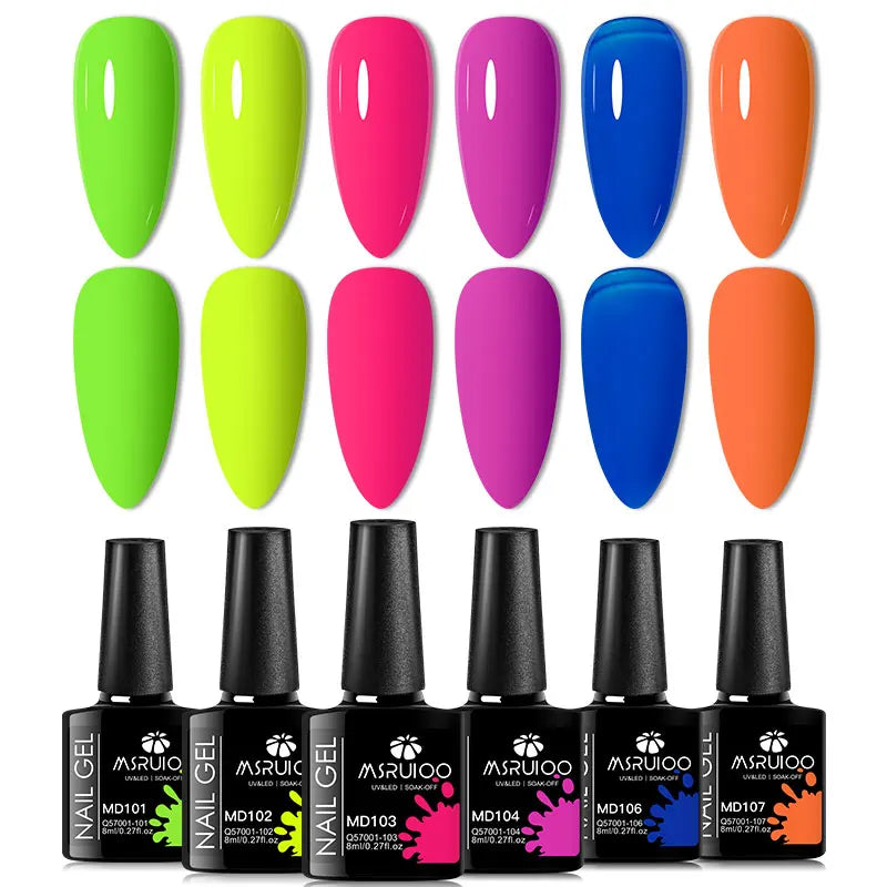 6pc Nail Gel Polish Set All-Season Ultra Pigmented Semi Permanent UV Painting Gel For Nails Salon DIY Manicure Varnish Design