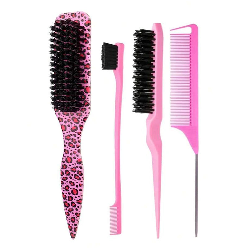 Bristle Slick Back Hair Brush for Sleek Ponytail Bun & Smoothing Baby Hairs, Flyaways, Edge Control - Backcombing & Teasing
