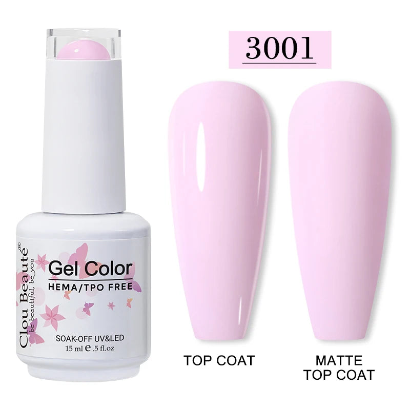 Clou Beaute 15ml Red Color Gel Polish Vernis Semi Permanent UV Varnish Gel Nail Polish Hema TPO Free Nails Art Manicure TOP BASE