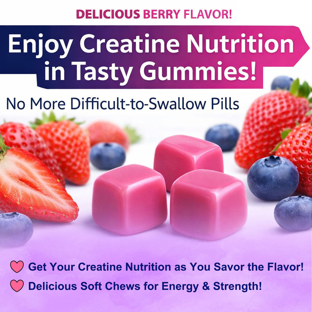 WINYEL Creatine Monohydrate Gummies, 5 Grams Per Serving, Sugar-free Creatine Gummies, Suitable For Workouts, Strength, Cognitive Health, And Muscle Support, Gluten-free, Berry-enhanced, 36 Gummies. H