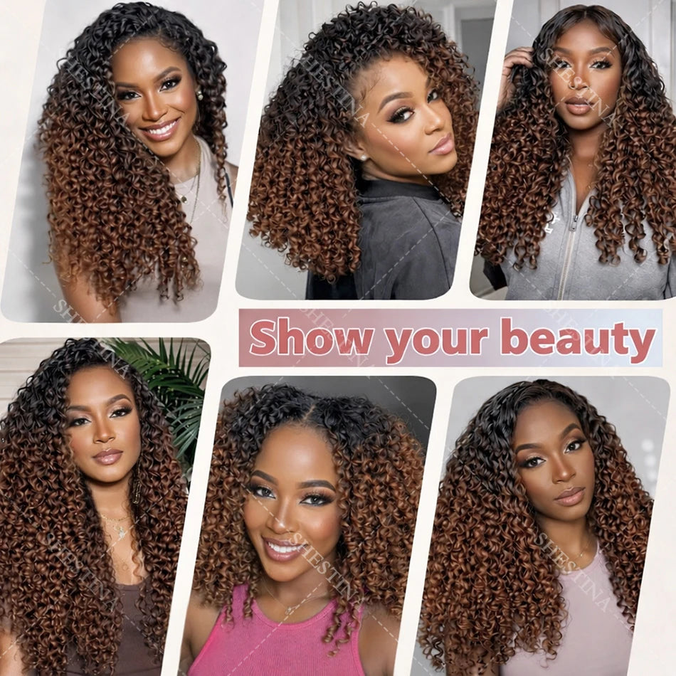 TB/30 Highlight Kinky Curly Crochet Human Hair For Braid Knotless Pre-Separated Feather Crochet Human Hair Extensions for Women