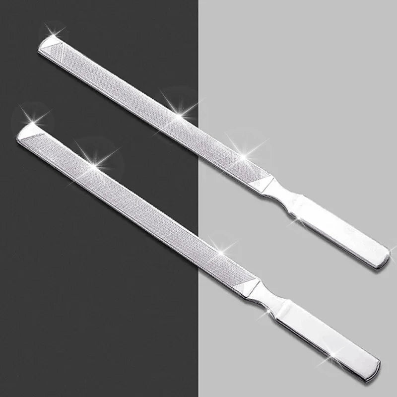 2Pcs Double-Sided Stainless Steel Nail Files, Professional Odorless Manicure Tools