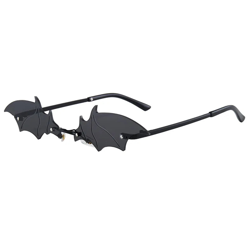 1-36Pcs Bat Sunglasses Rimless Goth Glasses for Women Men Halloween Party Glasses Trendy Eyewear Novelty Cosplay Party Eyewear